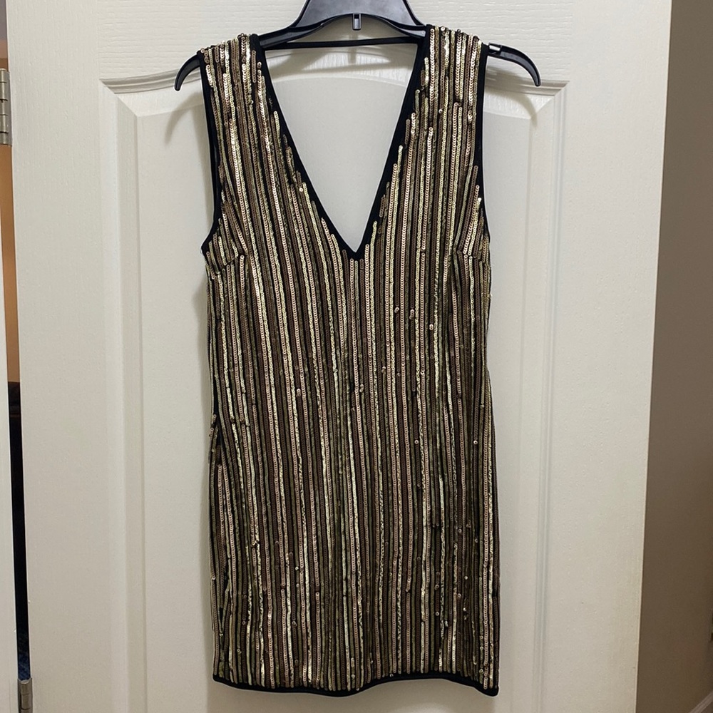 Black with gold sequins mini dress